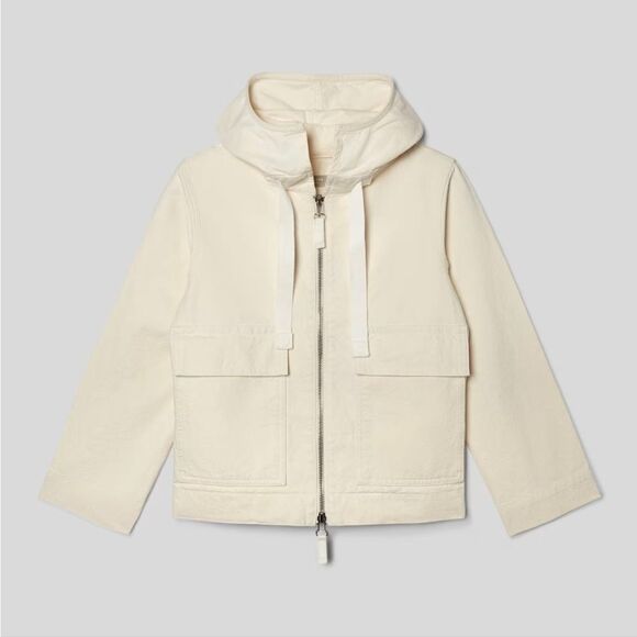 Everlane Oversized Organic Cotton Canvas Hooded Anorak Bone Jacket Zip XS‎ NWT - Picture 5 of 16